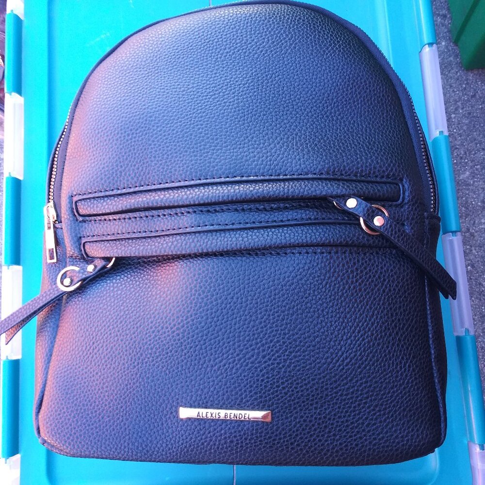 Black Alexis Bendel Double Zip Backpack Purse